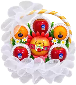 Giỏ Táo Đỏ Lê Vàng Và Cam Màu Trắng