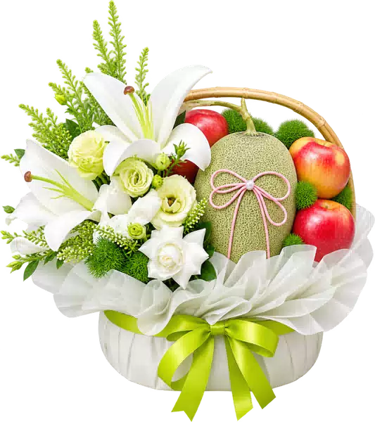 Giỏ Táo Đỏ Phối Hoa Ly Trắng