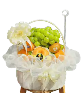 Giỏ Trái Cây có Quai Bọc Lưới Trắng