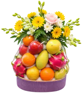 Giỏ Trái Cây Phối Hoa Vàng