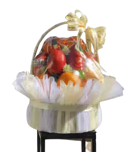 Giỏ Trái Cây Trụ Thấp Màu Trắng có Quai