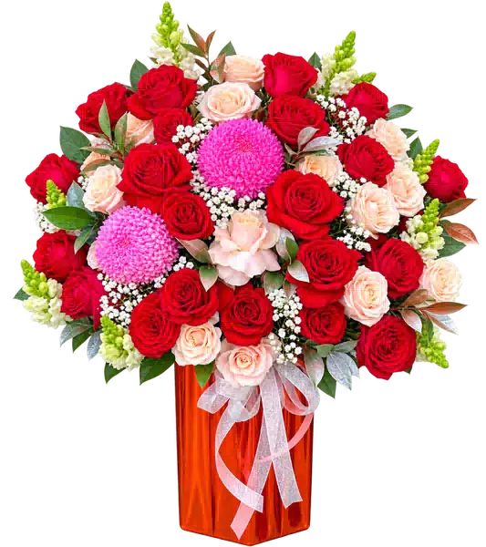 Hộp Hoa Hoa Hồng Tông Đỏ