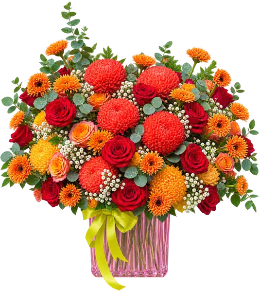 Hộp Hoa Hoa Hồng Tông Đỏ Cam