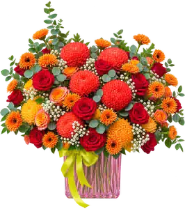 Hộp Hoa Hoa Hồng Tông Đỏ Cam