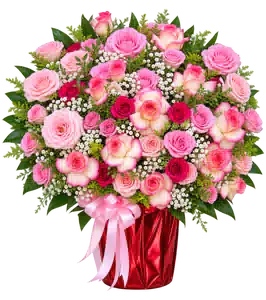 Hộp Hoa Hoa Hồng Tông Đỏ Hồng