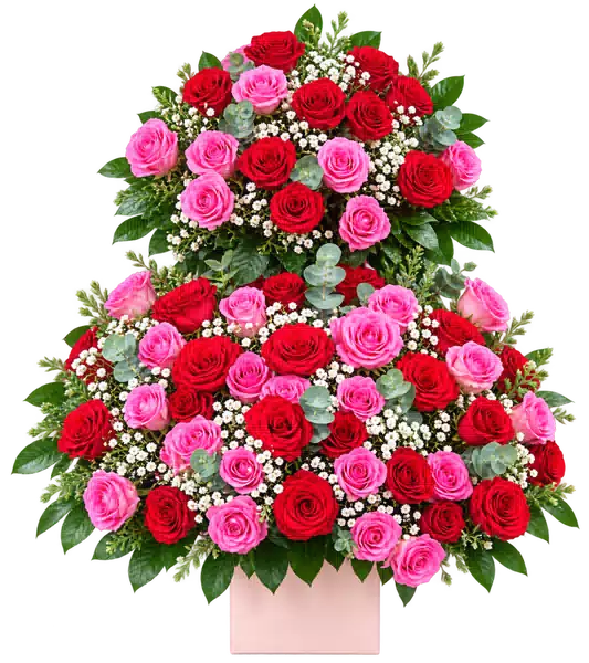 Hộp Hoa Hoa Hồng Tông Đỏ Hồng