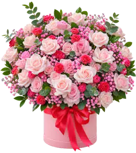 Hộp Hoa Hoa Hồng Tông Đỏ Hồng