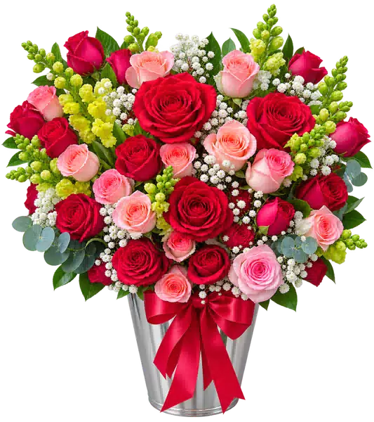 Hộp Hoa Hoa Hồng Tông Đỏ Vàng