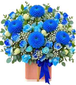 Hộp Hoa Hoa Hồng Tông Xanh Dương
