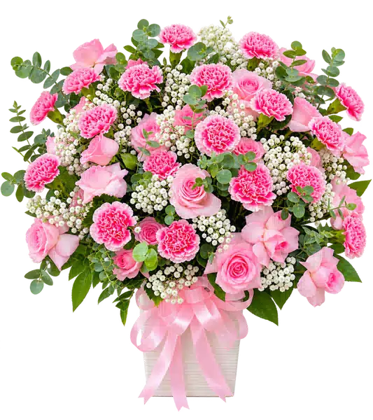 Hộp Hoa Hồng Phối Cúc Và Hoa Phụ Tông Hồng Pastel