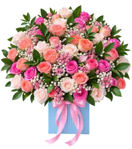 Hộp Hoa Hồng Phối Cúc Và Hoa Phụ Tông Hồng Pastel
