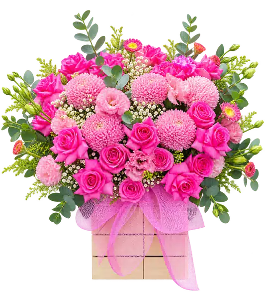 Hộp Hoa Hồng Phối Cúc Và Hoa Phụ Tông Hồng Pastel