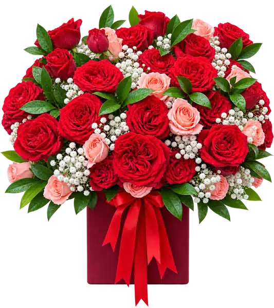 Hộp Hoa Hồng Tông Đỏ