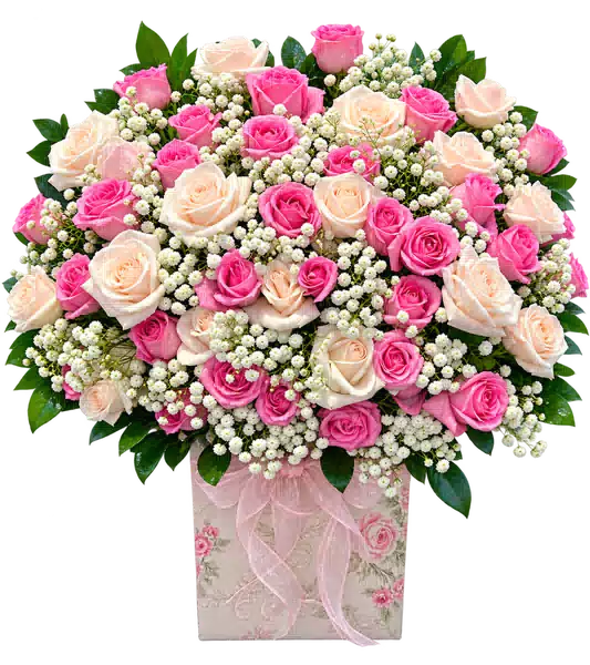 Hộp Hoa Hồng Tông Đỏ - Hồng