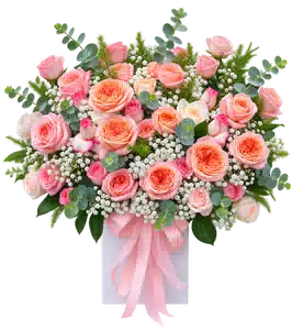 Hộp Hoa Hồng Tông Đỏ - Hồng