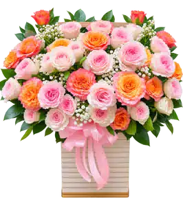 Hộp Hoa Hồng Tông Hồng Pastel