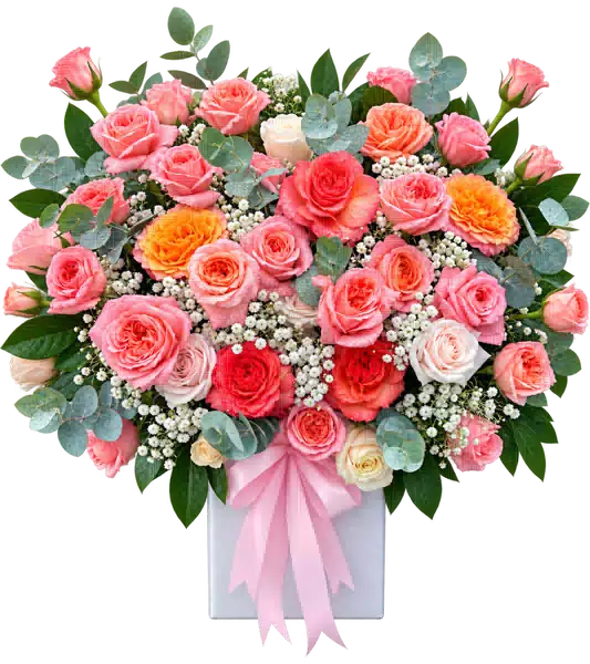 Hộp Hoa Hồng Tông Hồng Pastel