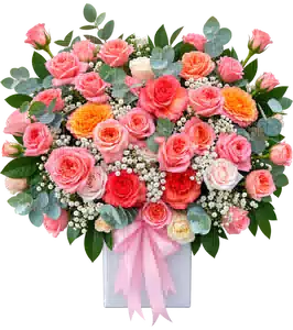 Hộp Hoa Hồng Tông Hồng Pastel