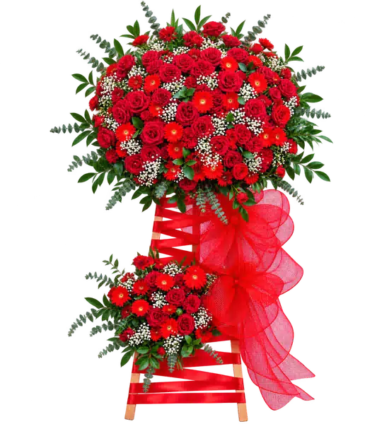 Kệ Hoa Hai Tầng Hồng Phối Đồng Tiền Tông Đỏ