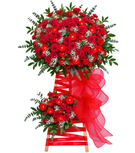 Kệ Hoa Hai Tầng Hồng Phối Đồng Tiền Tông Đỏ