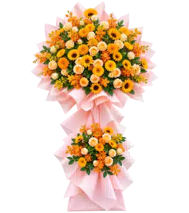 Kệ Hoa Hai Tầng Hướng Dương Phối Hồng Tông Cam