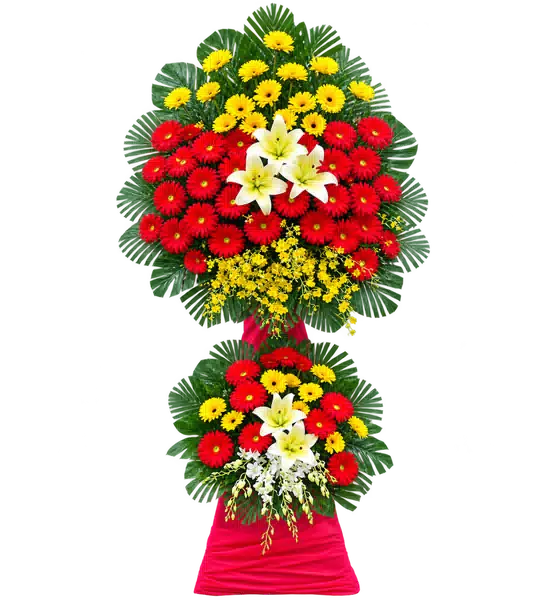 Kệ Hoa Hoa Ly Và Hồng Môn Tông Đỏ Vàng