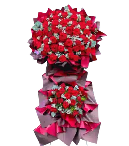 Kệ Hoa Khai Trương 2 Tầng Tông Đỏ 0186