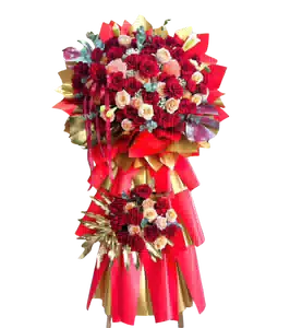 Kệ Hoa Khai Trương 2 Tầng Tông Đỏ 0190