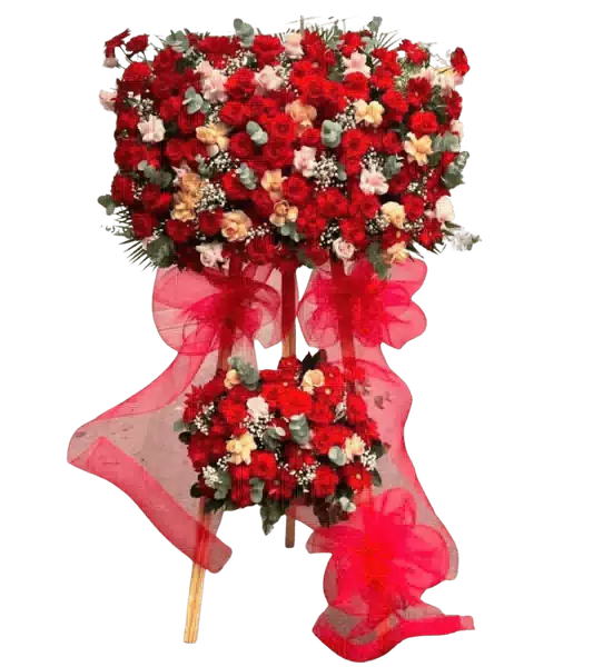 Kệ Hoa Khai Trương 2 Tầng Tông Đỏ 0212