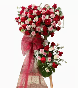 Kệ Hoa Khai Trương 2 Tầng Tông Đỏ 0219