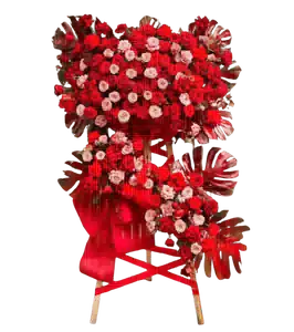 Kệ Hoa Khai Trương 2 Tầng Tông Đỏ Chủ Đạo 0221