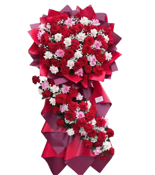 Kệ Hoa Khai Trương 2 Tầng Tông Đỏ Đô và Trắng