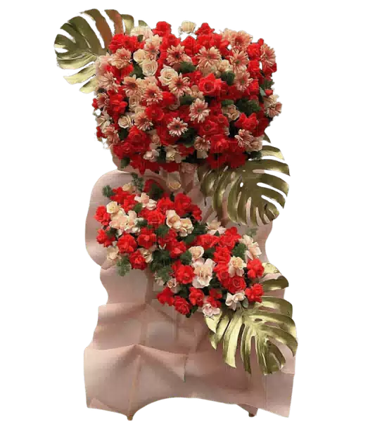 Kệ Hoa Khai Trương 2 Tầng Tông Đỏ và Trắng