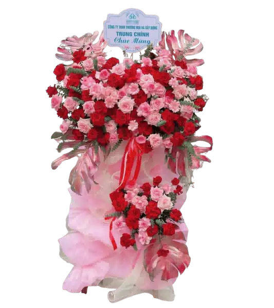 Kệ Hoa Khai Trương 2 Tầng Tông Hồng