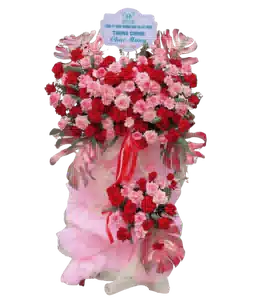 Kệ Hoa Khai Trương 2 Tầng Tông Hồng