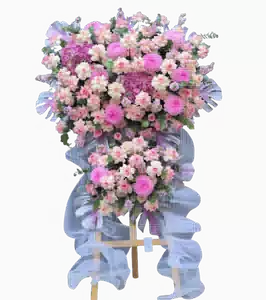 Kệ Hoa Khai Trương 2 Tầng Tông Hồng Pastel