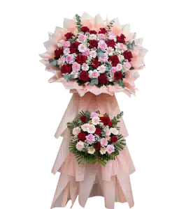 Kệ Hoa Khai Trương 2 Tầng Tông Hồng Phấn