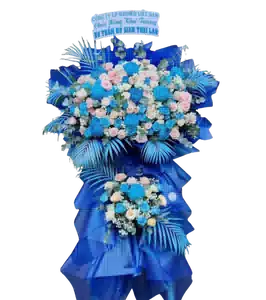 Kệ Hoa Khai Trương 2 Tầng Tông Xanh Dương