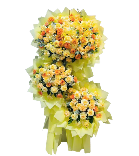 Kệ Hoa Khai Trương 3 Tầng Tông Vàng