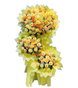 Kệ Hoa Khai Trương 3 Tầng Tông Vàng