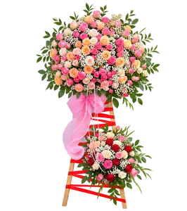 Kệ Hoa Khai Trương Tông Đỏ Cam