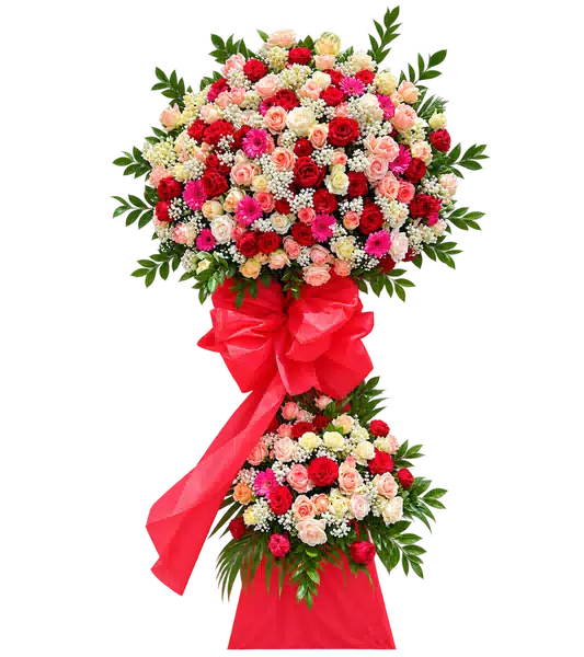 Kệ Hoa Khai Trương Tông Đỏ Hồng