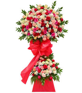 Kệ Hoa Khai Trương Tông Đỏ Hồng