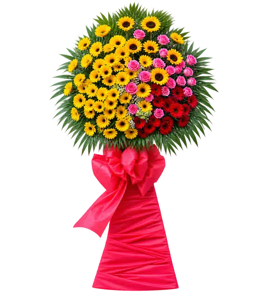 Kệ Hoa Khai Trương Tông Đỏ Vàng