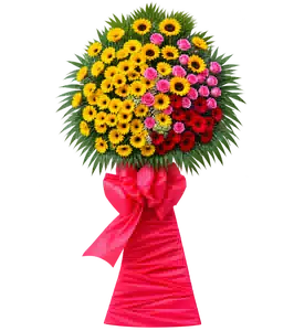 Kệ Hoa Khai Trương Tông Đỏ Vàng