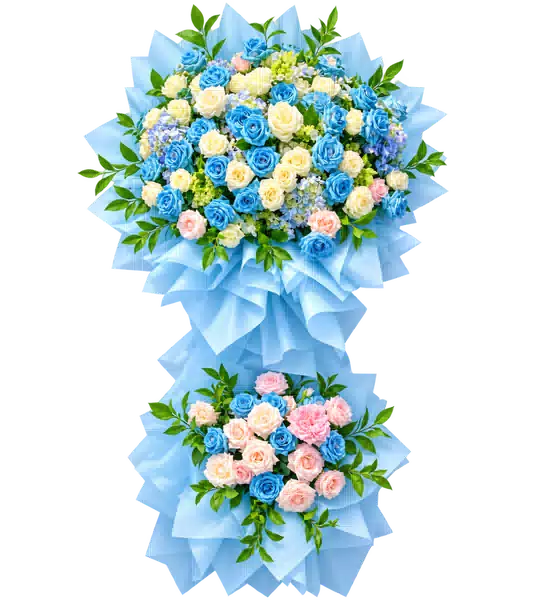 Kệ Hoa Khai Trương Tông Xanh Dương