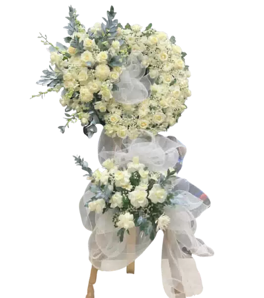 Kệ Hoa Tang 2 Tầng mang sắc Trắng Kem và Xanh