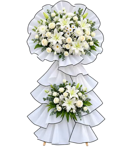 Kệ Hoa Viếng Hai Cụm Trắng