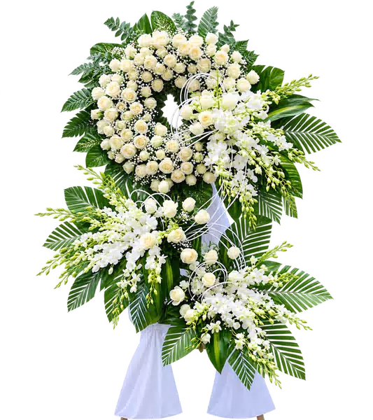 Kệ Hoa Viếng Lan Trắng Ba Cụm