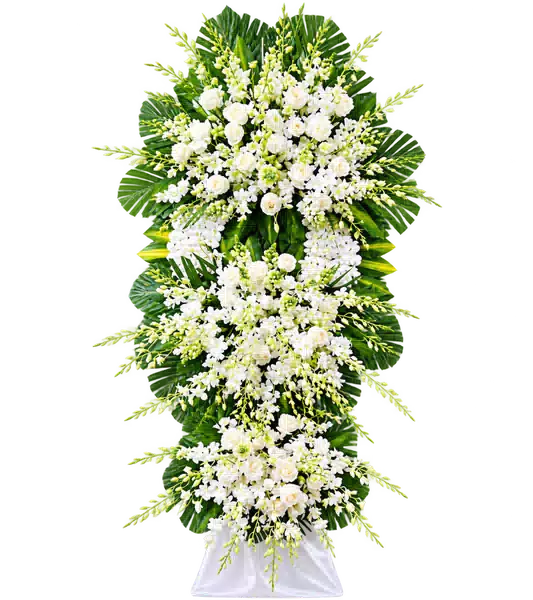 Kệ Hoa Viếng Lan Trắng Hồng Trắng Ba Tầng